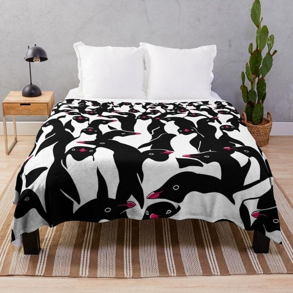 Penguins Throw Blanket Flannel Super Blanket