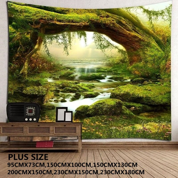 Fashion Landscape Tapestry Art Mystery Tree River Printing Tapestry Wall Decoration Household Room Tapestry(95CM*73CM-150CM*100CM-150CM*130CM-200CM*1