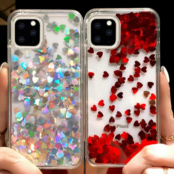Coque de téléphone en silicone antichoc Bling Glitter pour iPhone 13 12 11 Pro Max Mini housse de protection transparente liquide pour iPhone XR XS M