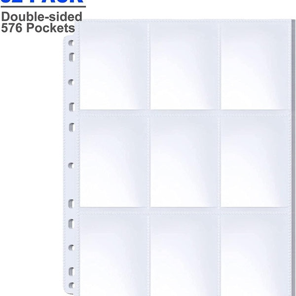 Double face 576 pochettes pour cartes à collectionner - Pochettes pour cartes de baseball pour classeur à 3 anneaux, 9 pochettes de protection pour c