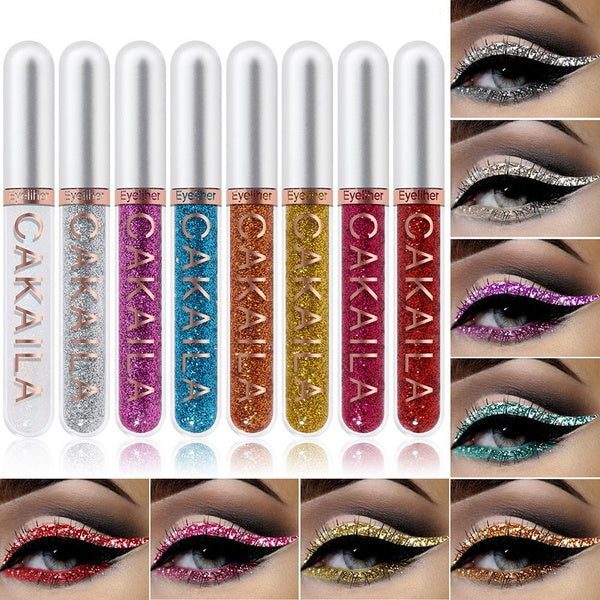 CAKAILA 8 Colors-Set Matte Glitter Eye Shadow Eyeliner Kit Makeup Waterproof Quick Dry Colorful Eyeshadow Eye Liner Pen Long Lasting