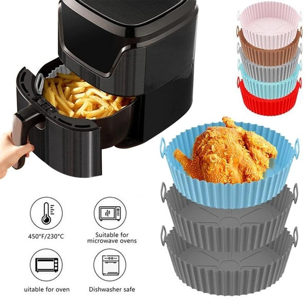 1 Pack Reusable Air Fryer Silicone Liners Pot for 3 To 5 QT, Basket Bowl, Replacement of Flammable Parchment Paper, Baking Tray Oven Accessories, (To
