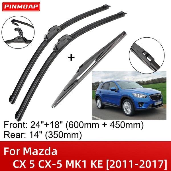 Car Wiper Blades For Mazda CX 5 CX-5 MK1 KE 2011-2017 24" 18" 14" Front Rear Wiper Blades Brushes Cutter Accessories 2011 2012 2013 2014 2015 2016 20