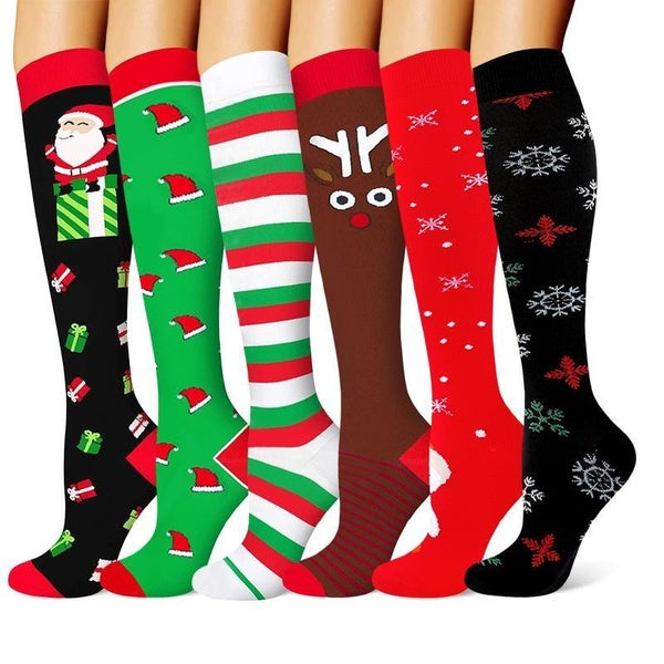 1 pair Christmas Compression Socks for Women & Men Relieve Foot Fatigue Improve Circulation Ultimate Comfort Ideal for Standing, Running, Athletic Ac