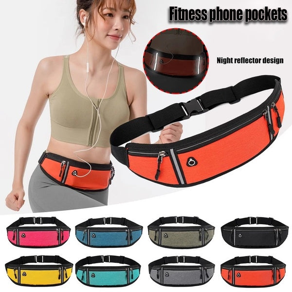 Nouveau Fitness Réfléchissant Taille Sacs Sport Pack Bourse Voyage Toile Téléphone Sac Poches Sports de Plein Air Bandes Lumineuses Sac Pour Hommes F