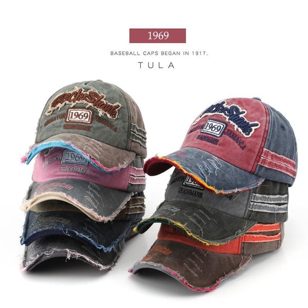 Fashion 1969 Letter Washed Cotton Baseball Cap Men's and Women Letter Embroidery Caps Sun-shield Hat