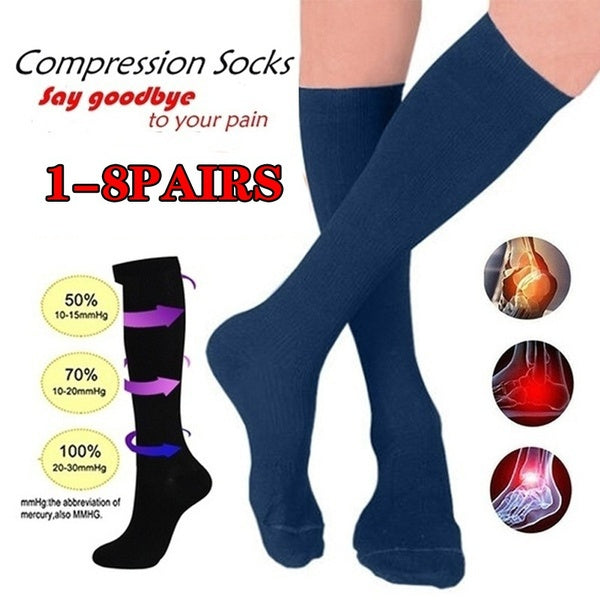 Compression Socks 15-30 MmHg Is Best Athletic & Medical for Men & Women Running Flight Travel Nurse 1-2-3-4-5-6-7-8 Pair