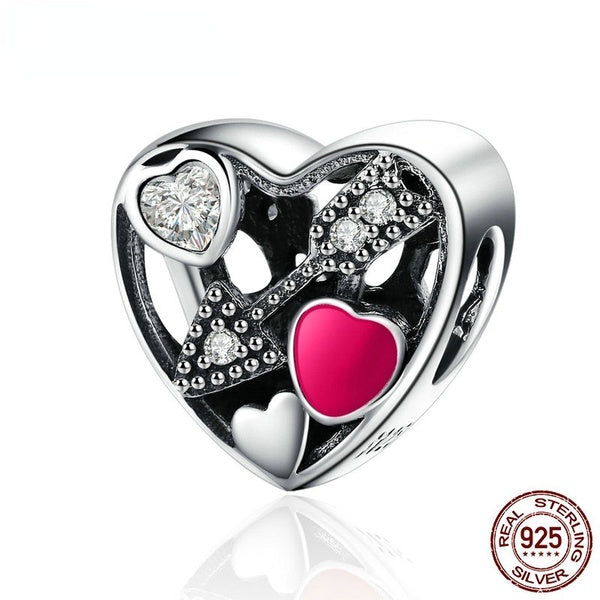 100% 925 Sterling Silver Clear CZ Unique Arrow Struck by Love Charms Fit Original Bracelet Jewelry Accessories PSC069