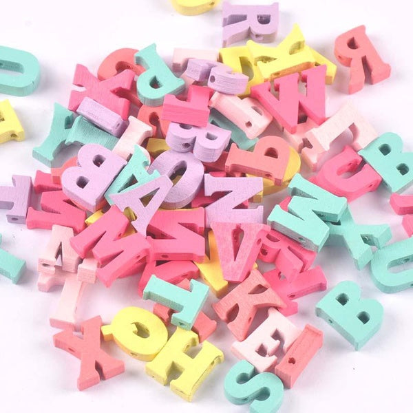 50Pcs Multicolor Letter-alphabet Wooden Spacer Beads For DIY Jewelry Making Necklace Handmade Bracelet Charms Home Accessories MT2246