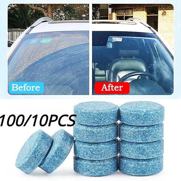 100-10Pcs Car windshield washer fluid Concentrated Clean Tablets, Windshield wiper fluid Solid Effervescent Tablet Remove glass stains,Clear vision