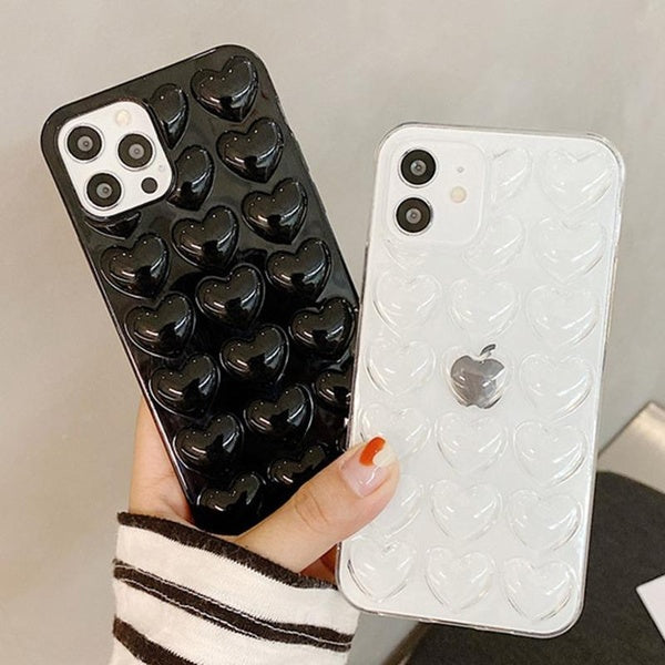 Case for IPhone 11 Pro 12 Pro Max Mini XS Max XR X 7 8 Plus SE 2020 Candy Color Soft TPU Back Cover 3D Love Heart Couples Phone Cover