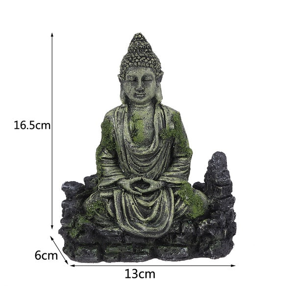 Resin Decorative Rockery Stone Statue Fish Tank Buddha Sitting Statue Aquarium Decorations Reptiles Tank Ornament