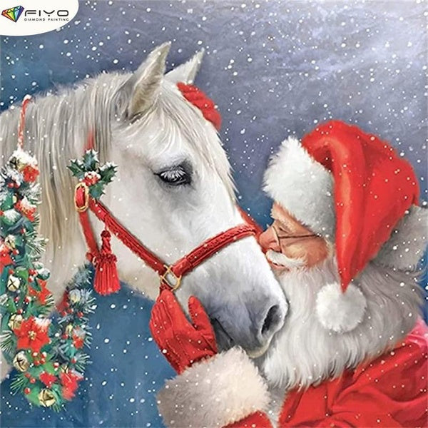 Father Christmas DIY 5D Diamond Painting Full Drill with Number Kits Home and Kitchen Fashion Mosaic Diamond Painting Canvas Wall Decoration Gift Cra