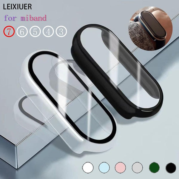 LEIXIUER Tempered glass Case cover for Miband 7 6 5 4 3 Accessories Case with Film Full Coverage Protective Cover screen protector for Xiaomi Mi Band