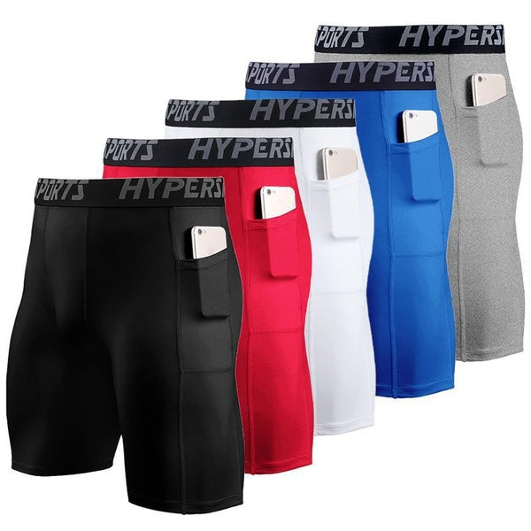 Compression Shorts with Pockets for Men Cool Quick Dry Training Shorts Sport Tight Boxer Briefs Athletic Fitness Shorts for Running,Workout,Training,