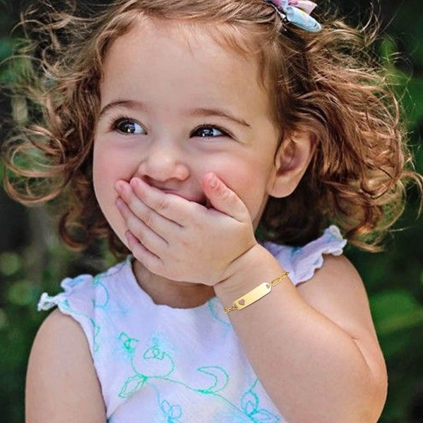 Children's Accessories Jewelry Stainless Steel DIY Heart ID Bracelet Chain For Baby 6.3-8.3inch Can Adjust Choose Color Golden- Silver Matron Inn