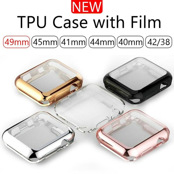 All-around TPU Full Screen Protector with Film case cover for Apple Watch Ultra 49mm 8 7 41mm 45mm 6 SE 5 44 mm 40 mm 42mm 38mm soft 360 protection p