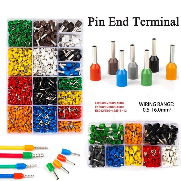 1000-700-600-400PCS Boxed Tube Type Insulated Cord End Terminal Pin End Terminal Crimp Terminals Electrical Wire Connectors