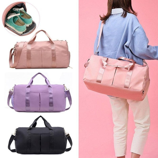 Outdoor Waterproof Nylon Sports Gym Bags Men Women Training Fitness Travel Handbag Yoga Mat Sport Bag with shoes Compartment