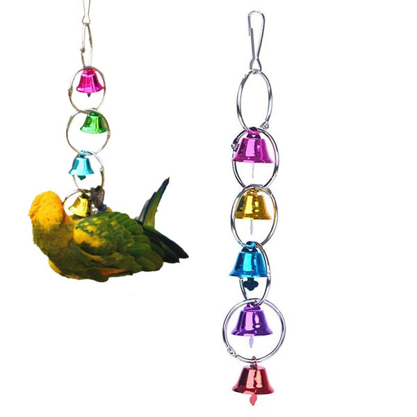 Colorful Parrot Bird Toys Metal Ring Bell Hanging Cage Toys For Parrot Squirrel Parakeet Birds Pet Bird Accessories