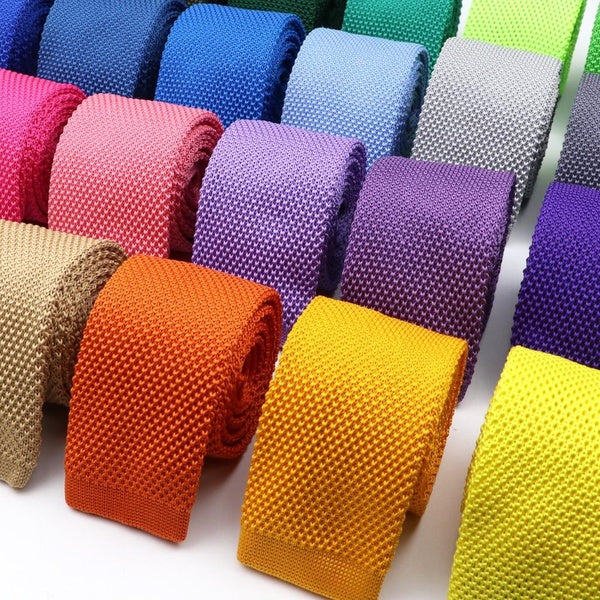 ZONFAZ Men's Solid Color Knitted Tie Fashion Skinny Neckties Wedding Accessories Gift Matron Inn