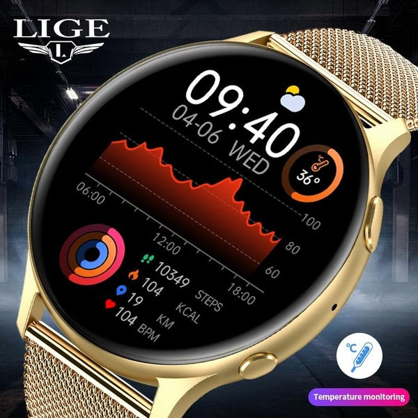 LIGE Bluetooth appel montre intelligente femmes homme température montres AI Assistant vocal intelligent Fitness Bracelet horloge or montre intellige