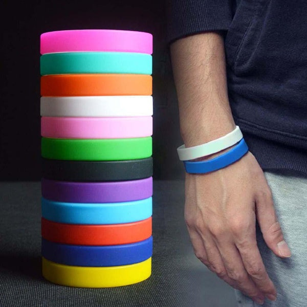 5-10Pcs Silicone Rubber Wristband Flexible Wrist Band Cuff Bracelet Sports Casual Bangle Silicone Bracelet Fitness Wristband Men's Women