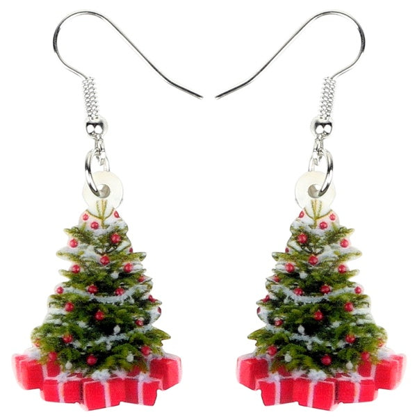 Acrylique Arbre De Noël Présent Boîtes Boucles D'oreilles Dangle Décoration Nouveauté Mode Drop Bijoux pour Femmes Filles Enfants Cadeaux Charme Acce