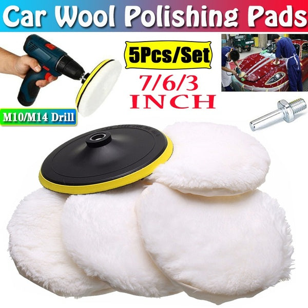 5PCS-Set Car Polishing Waxing Buffing Wheel Pad Car Polisher Kit for Auto M10-M14 Drill Connector Car Paint Care Car-styling