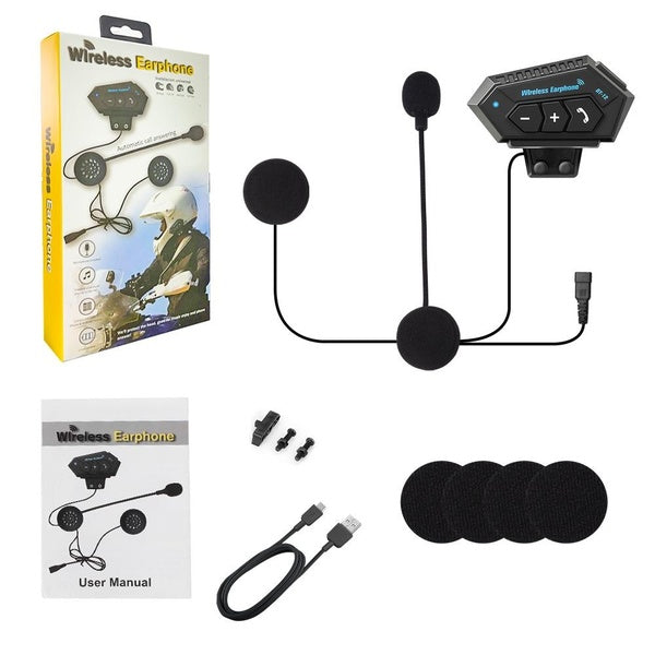 BT12 Bluetooth 5.0 Headset for Helmet Motorcycle Headphones Handsfree Moto Motor Bike Motorbike Wireless Bluetooth Earphone