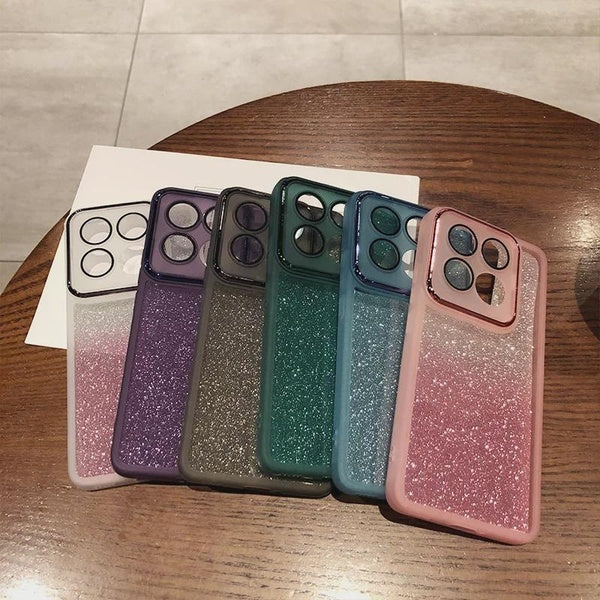 Pour Xiaomi 14T 13T Pro Coque sur Luxe Placage Paillettes Souple Silicone Housse pour Poco X6 Pro X6 Neo M6 Pro M6 Plus F6 F6 Pro C65 C61 Antichoc Ca