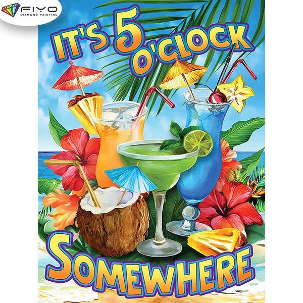 FIYO Summer Diamond Painting Kits For Adults DIY 5D Diamond Mosaic Diamond Painting Home and Kitchen Fashion Canvas Pictures Wall Decoration Gifts Ar