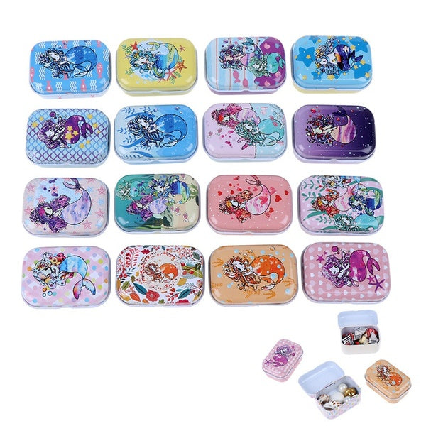 Cartoon Mermaid Unicorn Alpaca Lavender Tin Box Small Jewelry Needle Candy Storage Boxes House Decoration Collectables Display