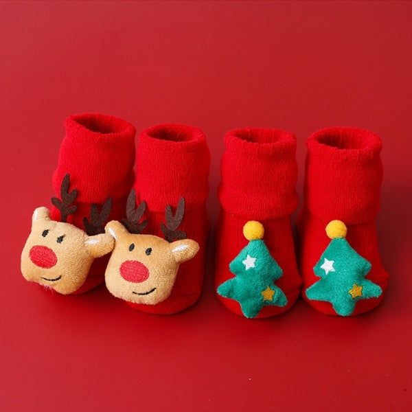 Newborn Infant Toddler Slipper Socks Baby Girls Boys Warm Thick Cotton Socks 0-36 months Christmas Socks Kids Home Socks