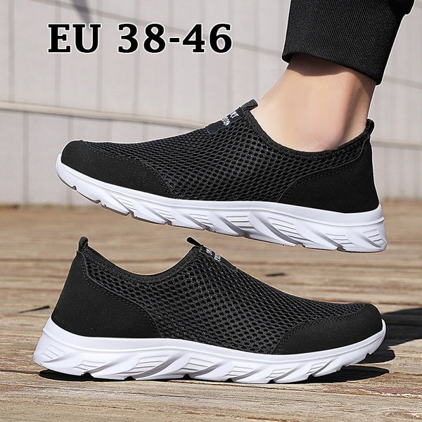 Fashion Ultra Lightweight Slip-on Sneakers for Men Summer Mesh Breathable Running Shoes Soft Sole Comfy Fitness Shoes