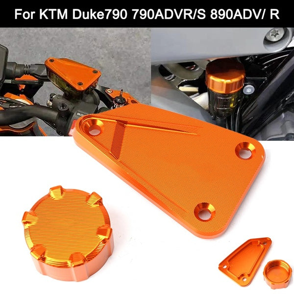 For KTM 790 Adventure R-S 890 ADV 890 Adventure R DUKE 790 DUKE790 Orange Black Motorcycle Aluminum Front and Rear Brake Fluid Reservoir Cover