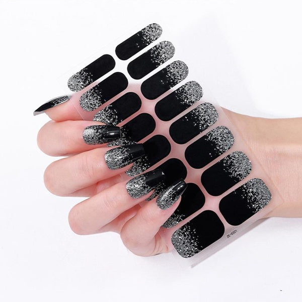 16 Style Glitter Powder Gradient Color Stickers Nail Wraps Full Cover Nail Polish Sticker DIY Self-Adhesive Nail Art Decoration