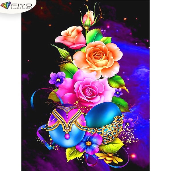 Flower DIY 5D Diamond Painting Full Drill with Number Kits Home and Kitchen Fashion Crystal Rhinestone Cross Stitch Embroidery Paintings Canvas Pictu