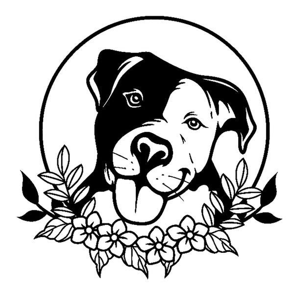 2pcs, Pitbull with Florals Night Reflective Wall Home Decoration Stickers Vinyl Decal Car Stickers