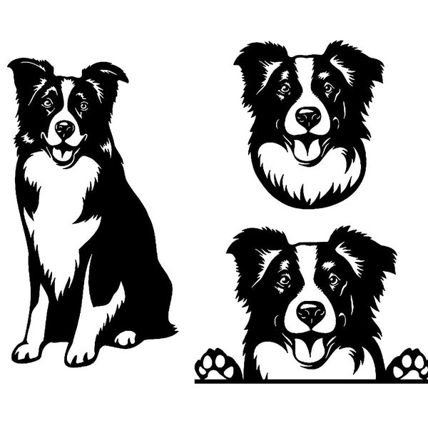 3pcs, Border Collie Peeking Dog Night Reflective Wall Home Decoration Stickers Vinyl Decal Car Stickers