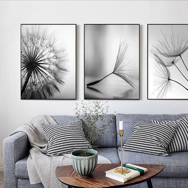 Dandelion flower canvas painting modern black and white art print picture home decoration living room abstract wall poster painting living room decor
