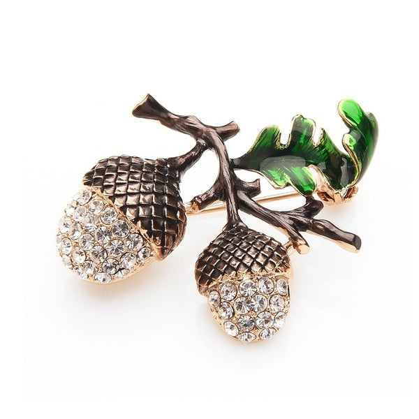 New Arrival Fashion Rhinestone Pine Tower Enamel Pinecone Brooches Men Women's Alloy Plants Weddings Banquet Party Brooch Oak Acorns