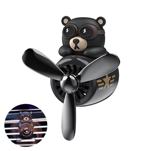 Black Bear Car Air Fresheners Pilot Car Diffuser Cute Car Perfume Funny Car Fragrance Cartoon Car Air Vent Clip Car Interior Accessories