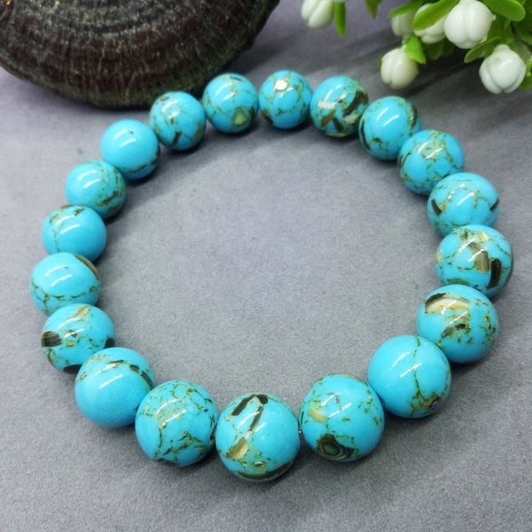 Blue Mother of Pearl Turquoise Beads Bracelet & Charms for Girl Gift Wholesale