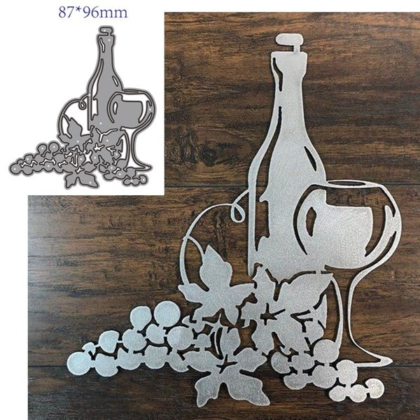 Wine Bottle Cup Metal Cutting Dies Stencil Scrapbooking Photo Album Card Paper Embossing Craft DIY
