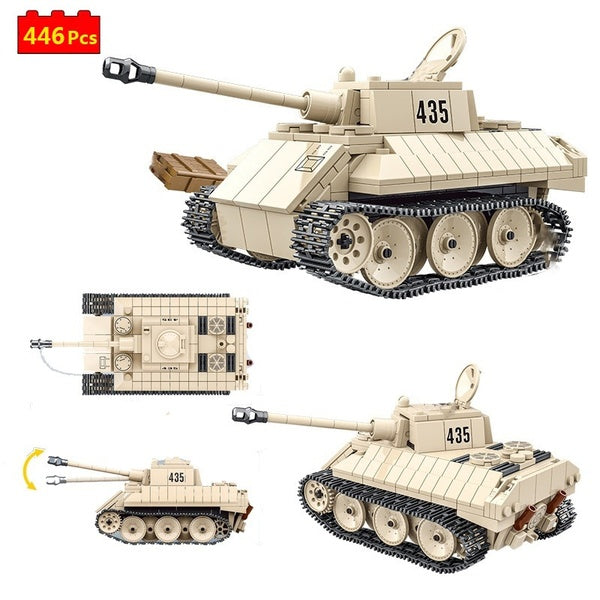 Military Series World War II German Leopard VK-1602 light reconnaissance tank DIY model Building Blocks Toys Gifts