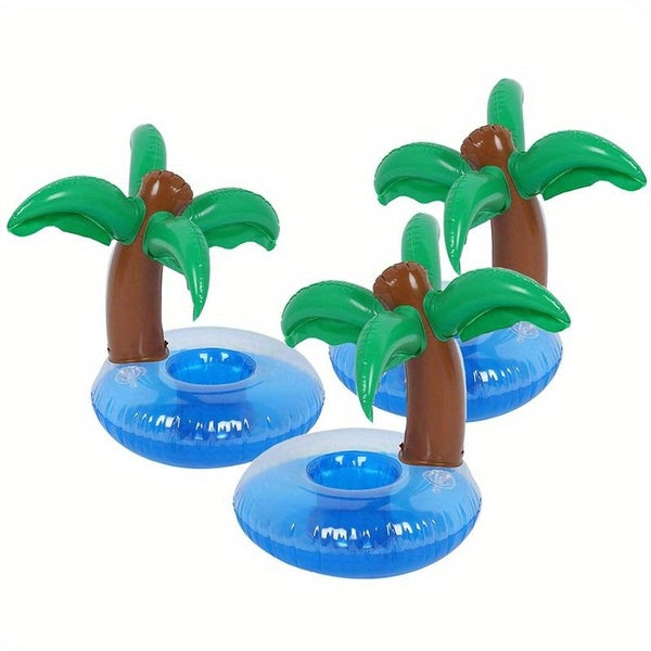 3 Pack Coconut Tree Inflatable Drink Holder Drink Pool Floats Cup Holders for Summer Pool Accessories Party Props