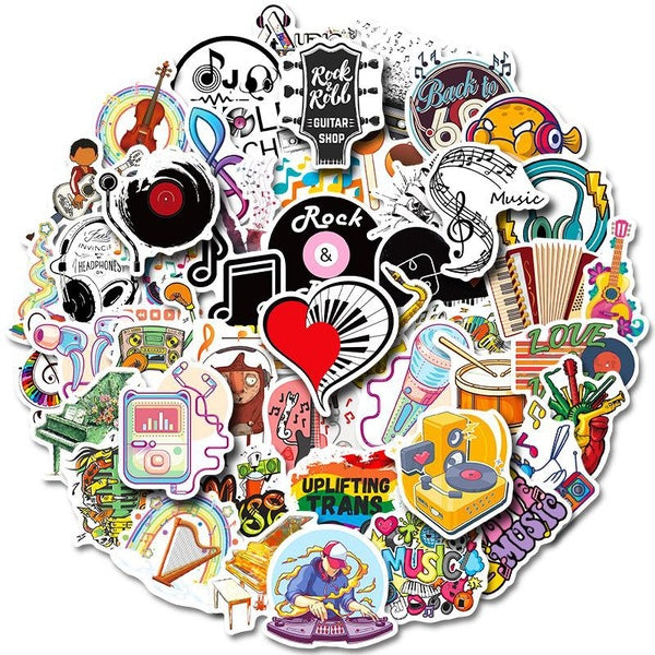 10-25-50PCS Music Sticker Country Music Graffiti Stickers Laptop Computer Bicycle Skateboard Suitcase Water Bottle Mobile Phone Kids Adult Sticker