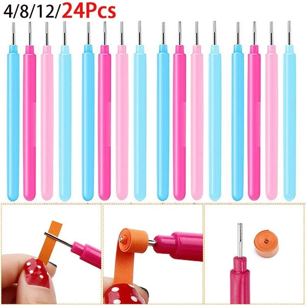 24pcs-12-8-4pcs Paper Quilling Tools Slotted Kit Rolling Curling Quilling Needle Pen Rose Blue for Art Craft DIY Paper Cardmaking Project