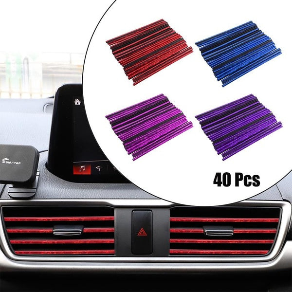 40Pcs Car Air Conditioner Vent Outlet Trim Decoration Stripes PVC Car Interior Accessories Universal For All Models